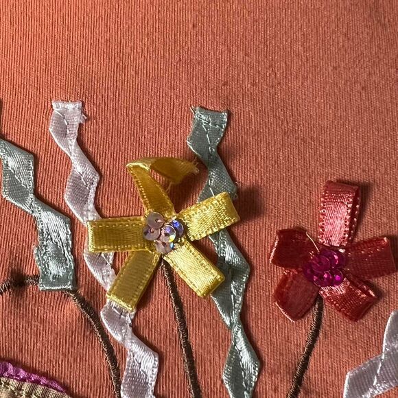 Vintage Indigo Moon Floral Art to Wear Set Size Medium floral sequins - Picture 7 of 8